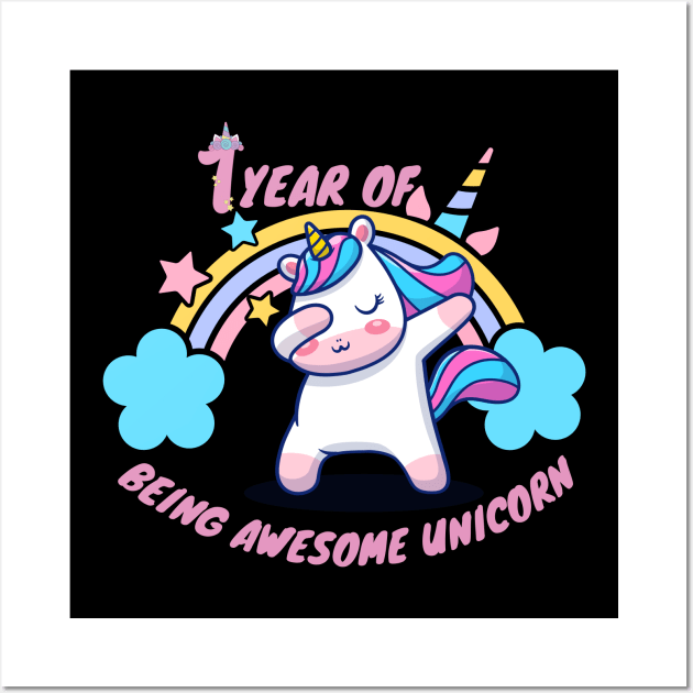 1 year of being awesome unicorn Wall Art by Artist usha